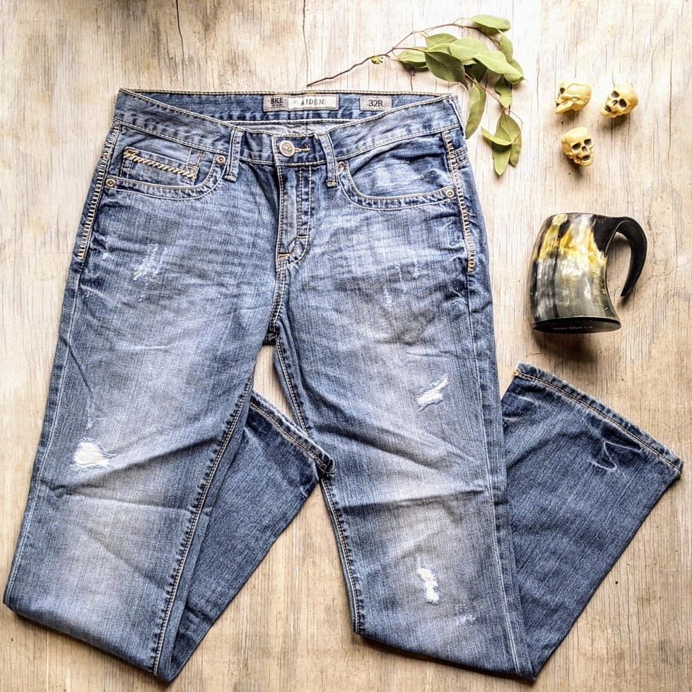 BKE Aiden distressed bootcut jeans